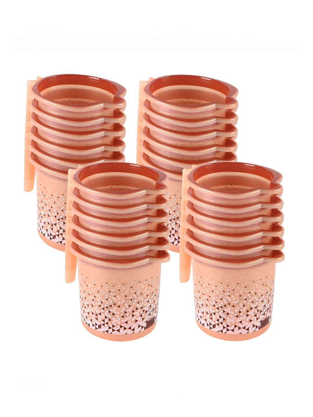 Aura Beige & Pink 24 Pieces Geometric Printed Mugs - 1500 ml Each-image-16