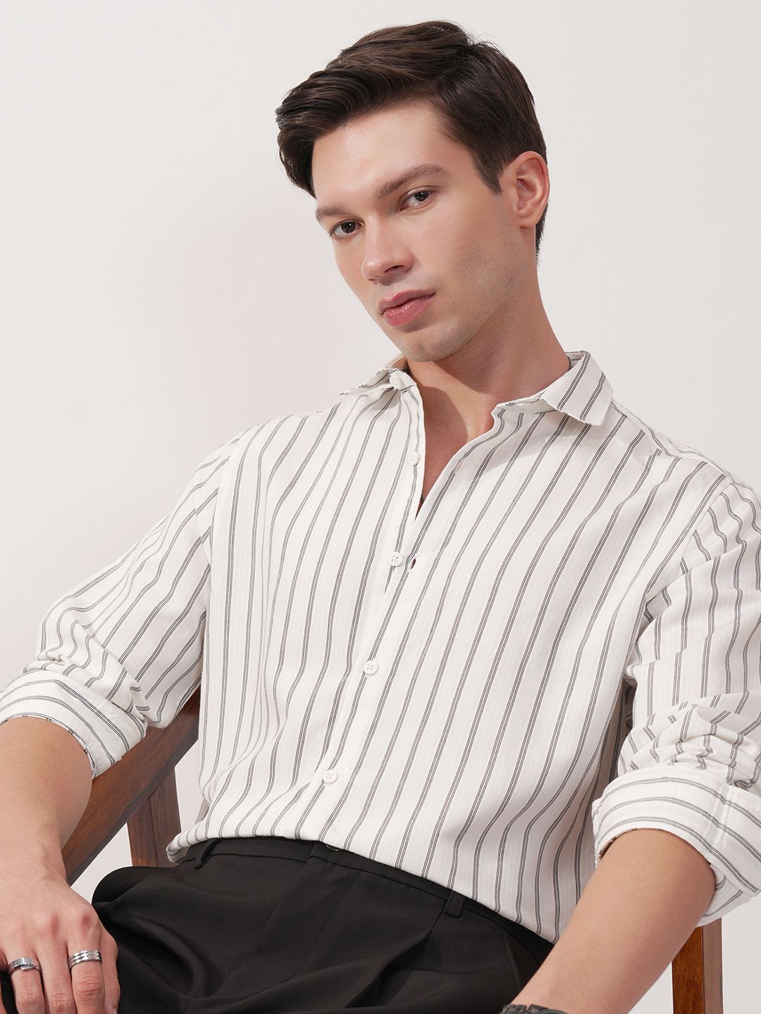 HIGHLANDER Striped Spread Collar Long Sleeves Slim Fit Shirt-picture-26