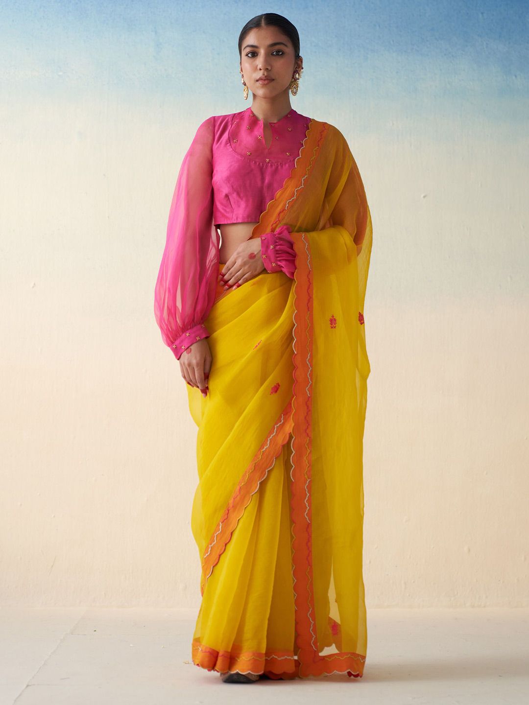 JANKI INDIA Floral Embroidered Saree Comes With An Organic Cotton Stitched Petticoat-picture-13