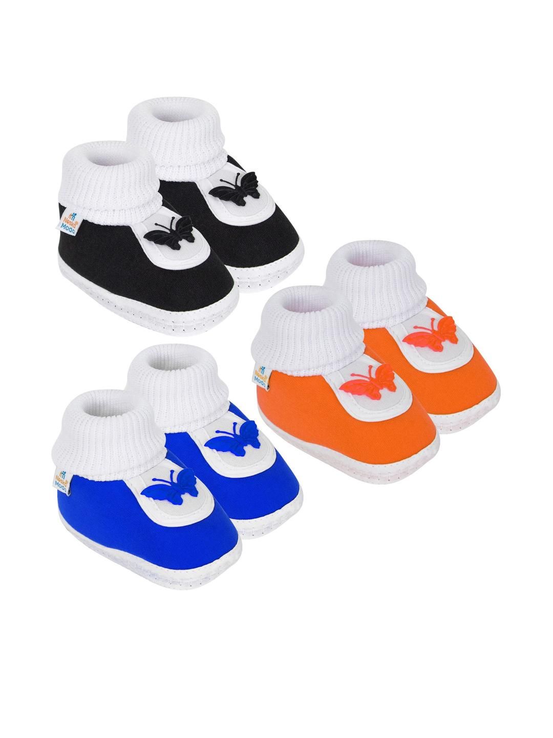NESKA MODA 12 To 18 Month Non Slip Pack of 3 Pair Cotton Butterfly Baby Booties-picture-43