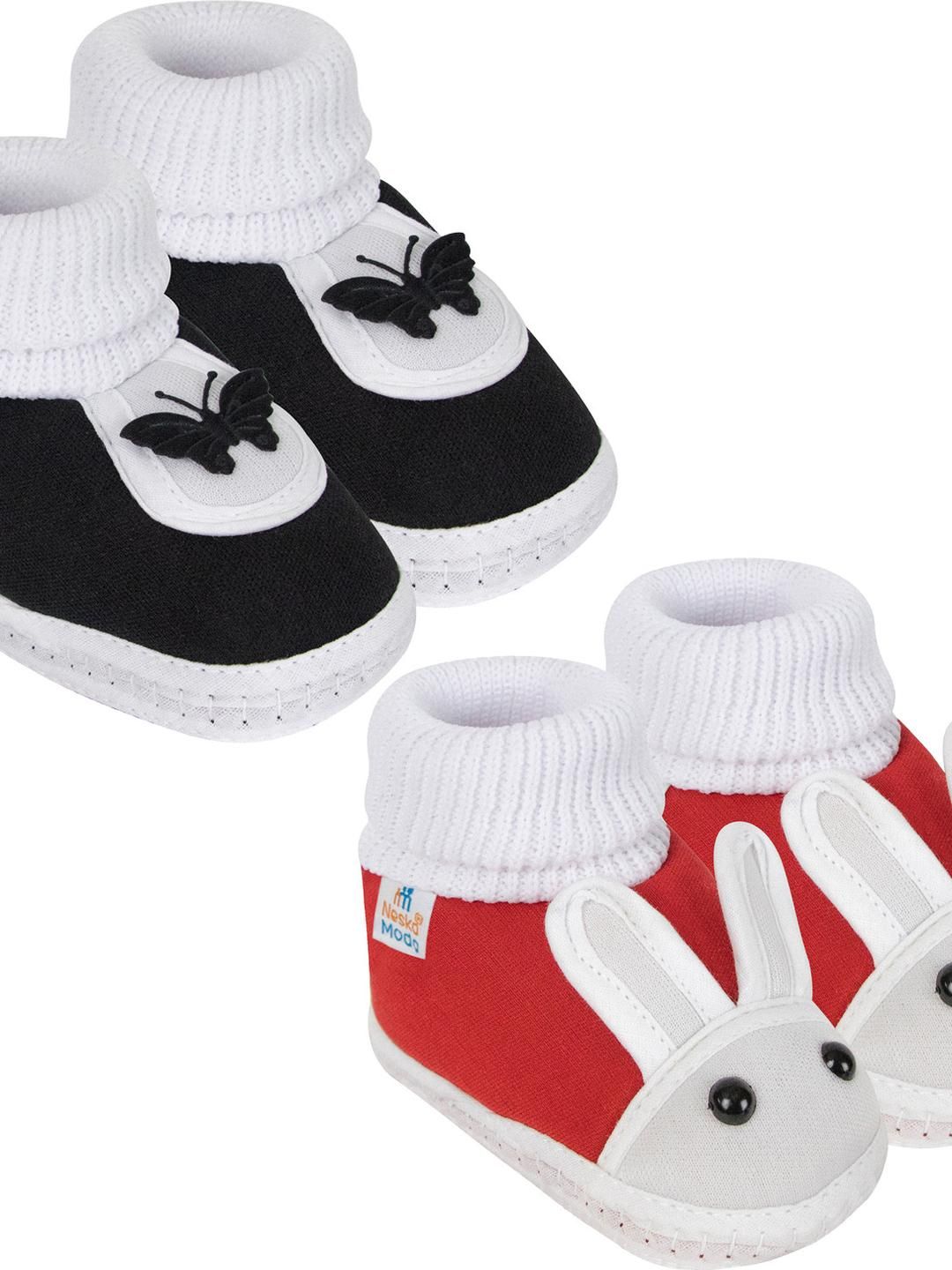 NESKA MODA 12 To 18 Month NonSlip Set of 2 Pair Toddler Baby Unisex Soft Cotton Rabbit Face Booties-picture-31