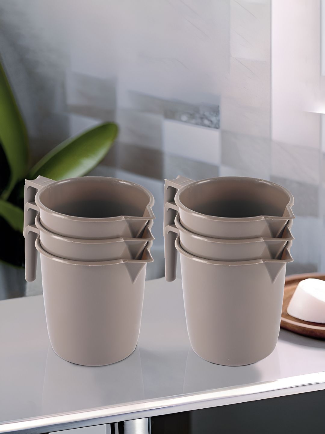 Aura Brown 6 Pieces Multi-Functional Mug Bath Accessories Set-picture-16