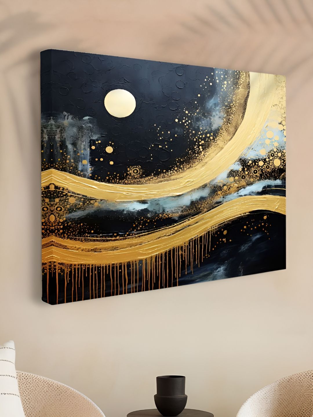 Myntra Elegant Homes Navy Blue & Beige 1 Piece Canvas Other Wall Paintings-picture-13