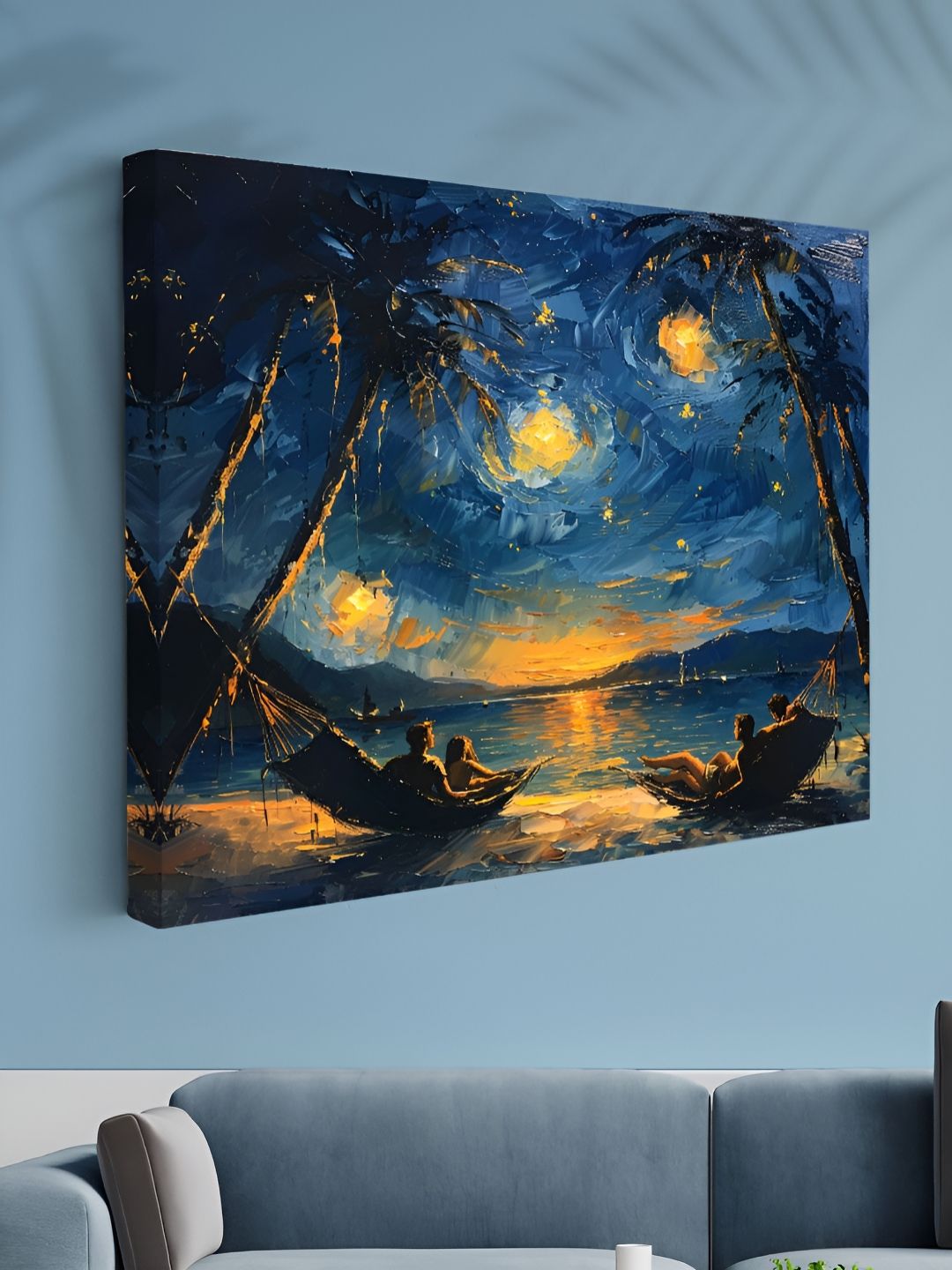 Myntra Elegant Homes Navy Blue & Orange 1 Piece Canvas Other Wall Paintings-picture-42