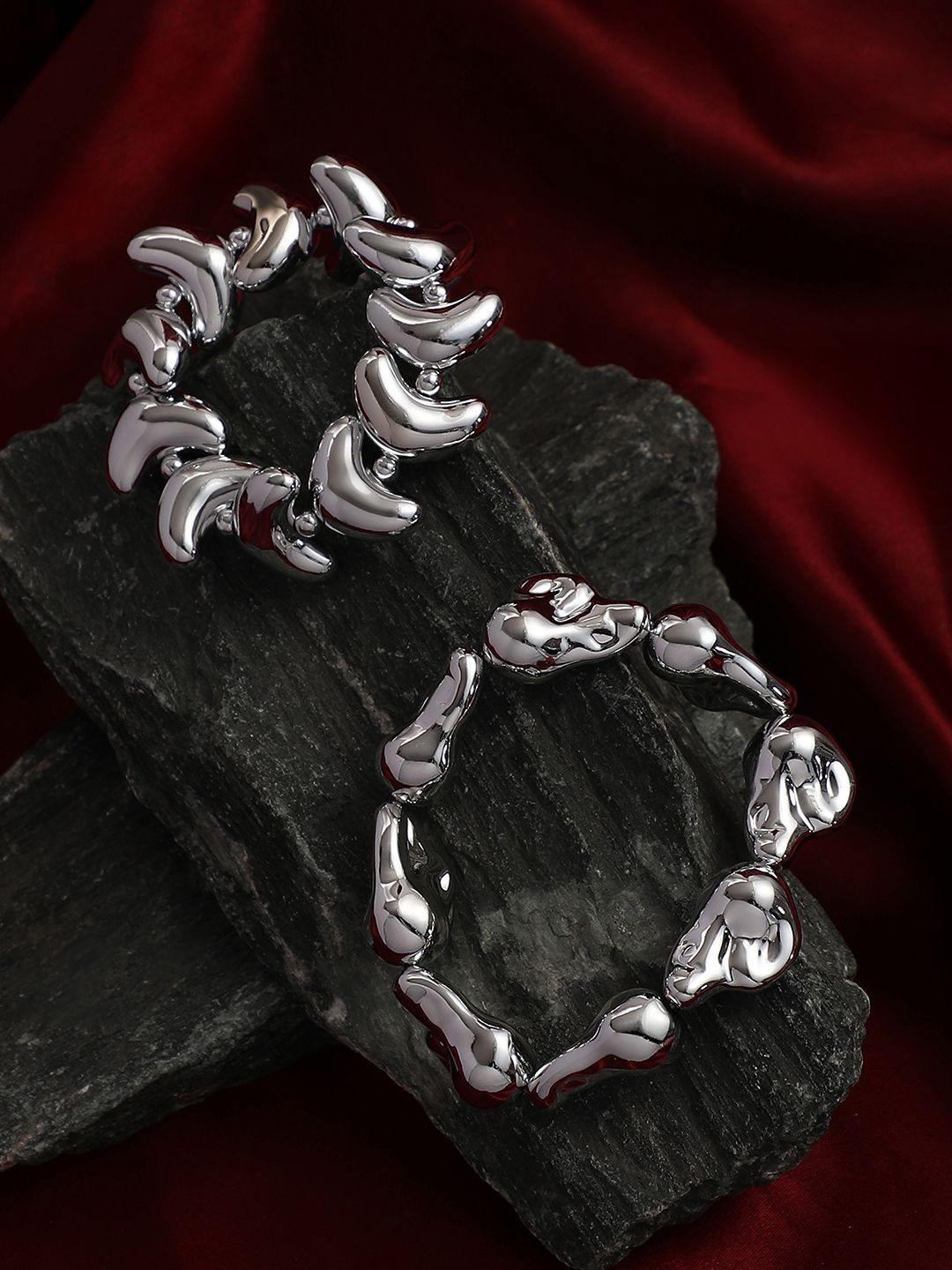 SOHI Women 2 Pearls Silver-Plated Bracelet-image-37