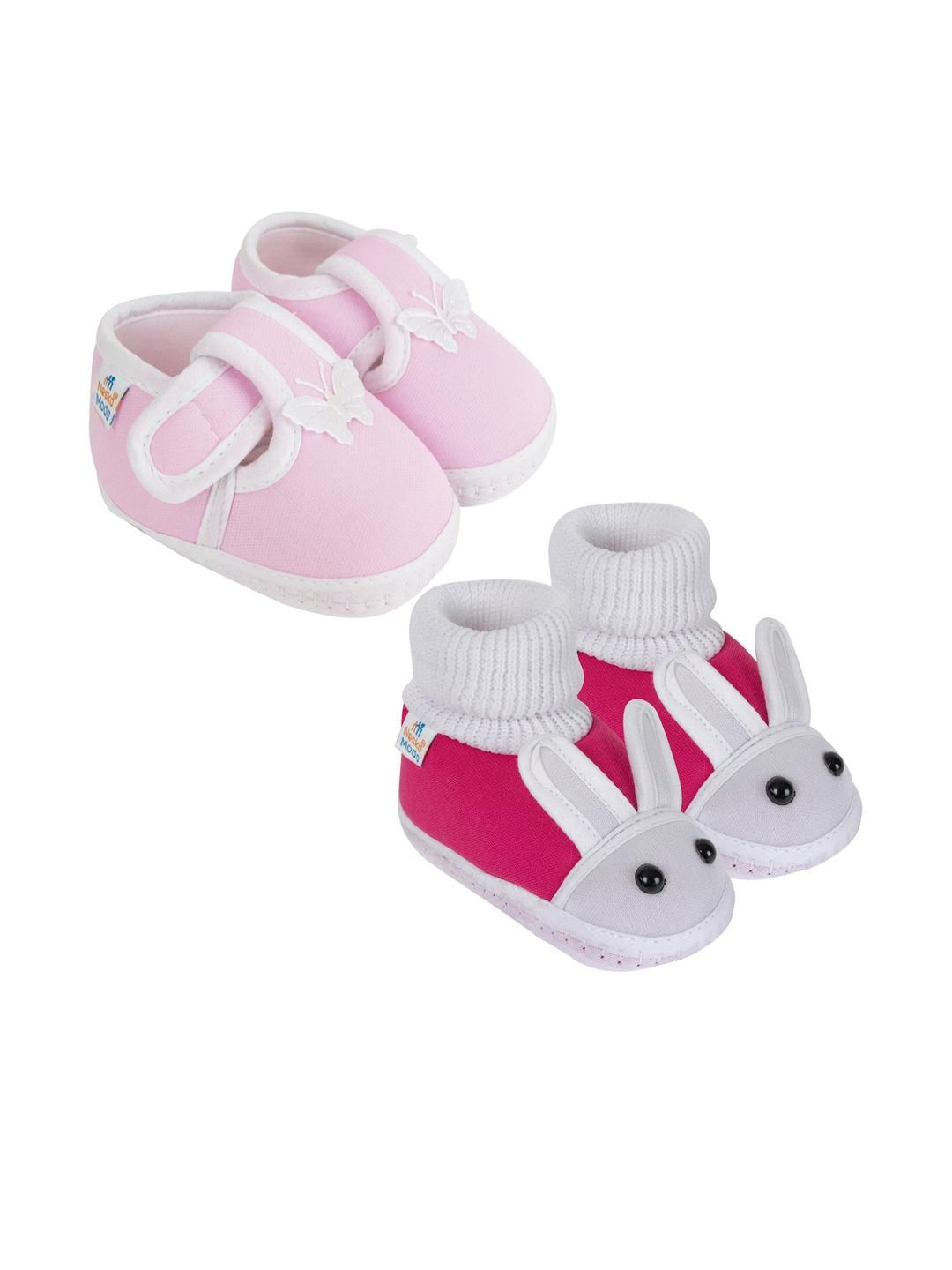 NESKA MODA 3 To 12 Months Infants Set of 2 Pair Cute Soft Cotton Pre-Walker Booties-picture-47