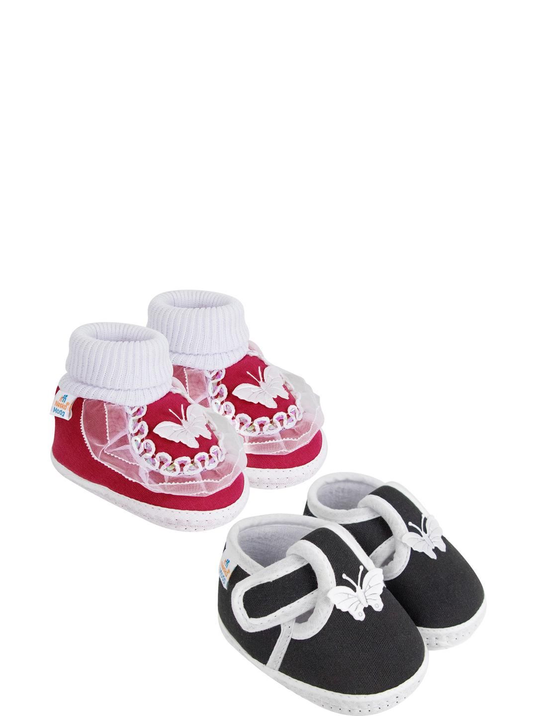 NESKA MODA 12 To 18 Month Non Slip Infants Pack Of 2 Pair Cotton Butterfly Booties-picture-33