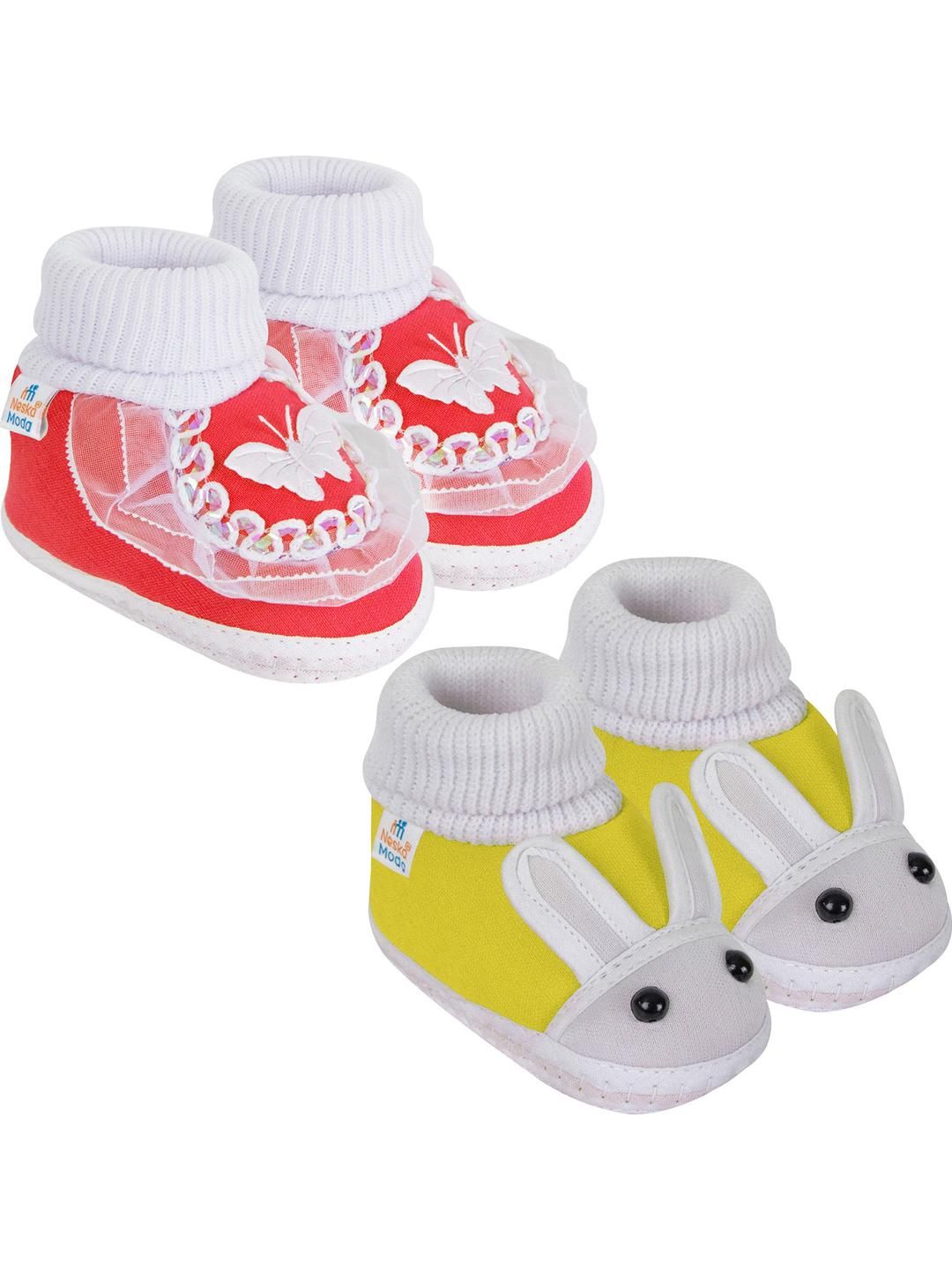 NESKA MODA 12 To 18 Month NonSlip Set of 2 Pair Toddler Baby Unisex Soft Cotton Rabbit Face Booties-picture-26