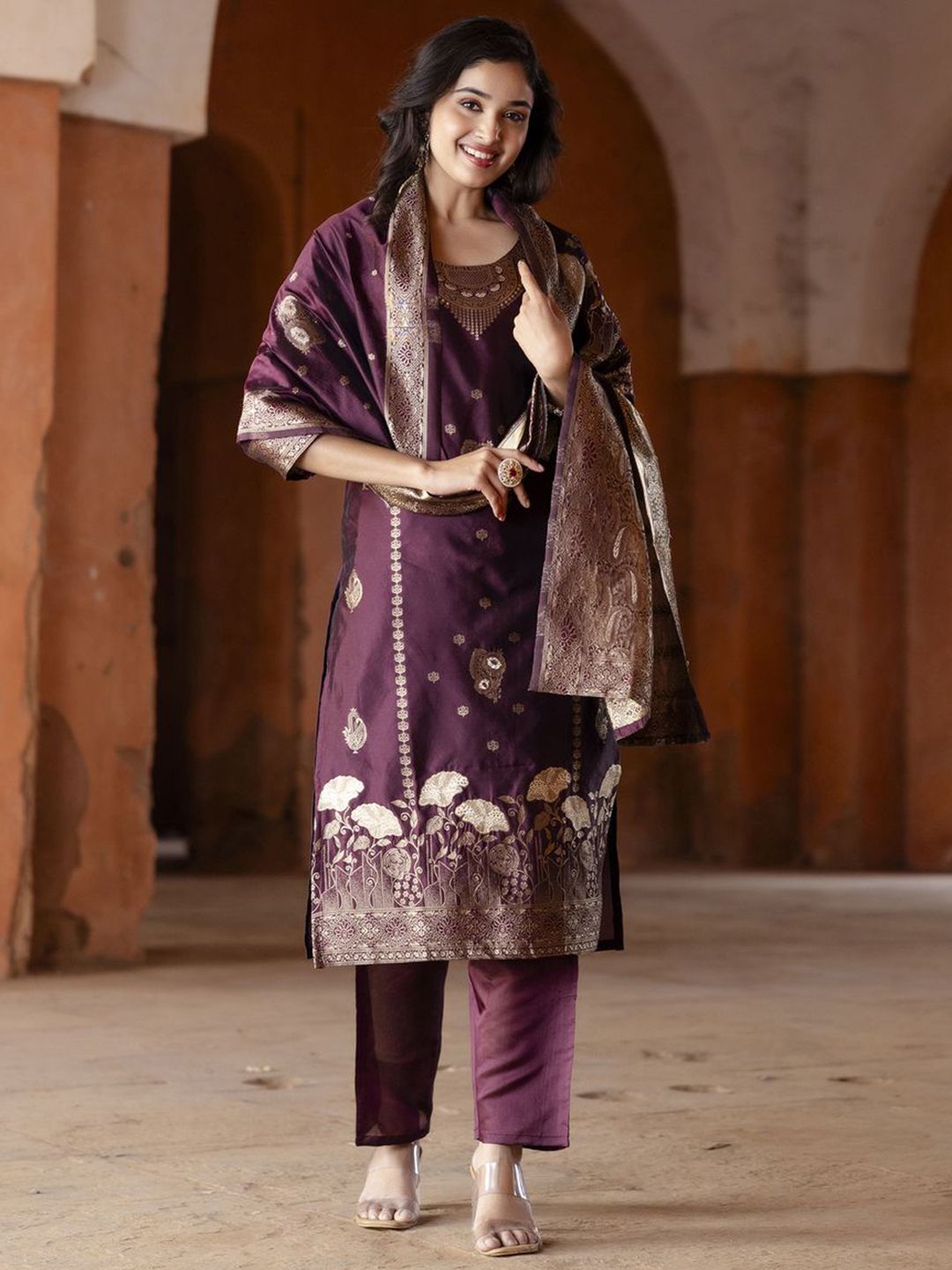 Twika Women Ethnic Motifs Embroidered Kurta with Trousers & Dupatta