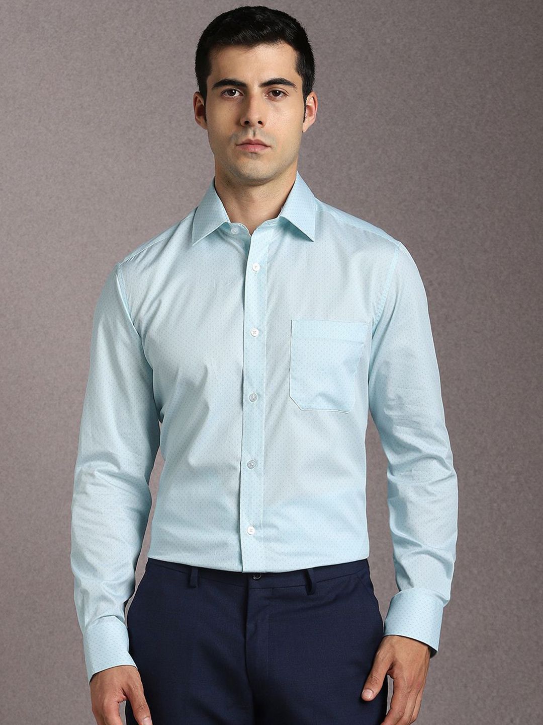 Louis Philippe Spread Collar Slim Fit Cotton Formal Shirt-image-40