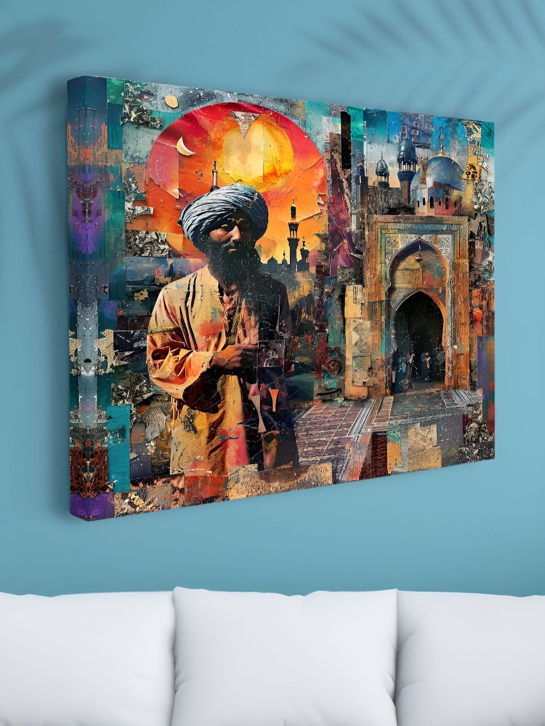 Myntra Elegant Homes Orange Colored & Blue Mughal Printed Canvas Wall Art-picture-29