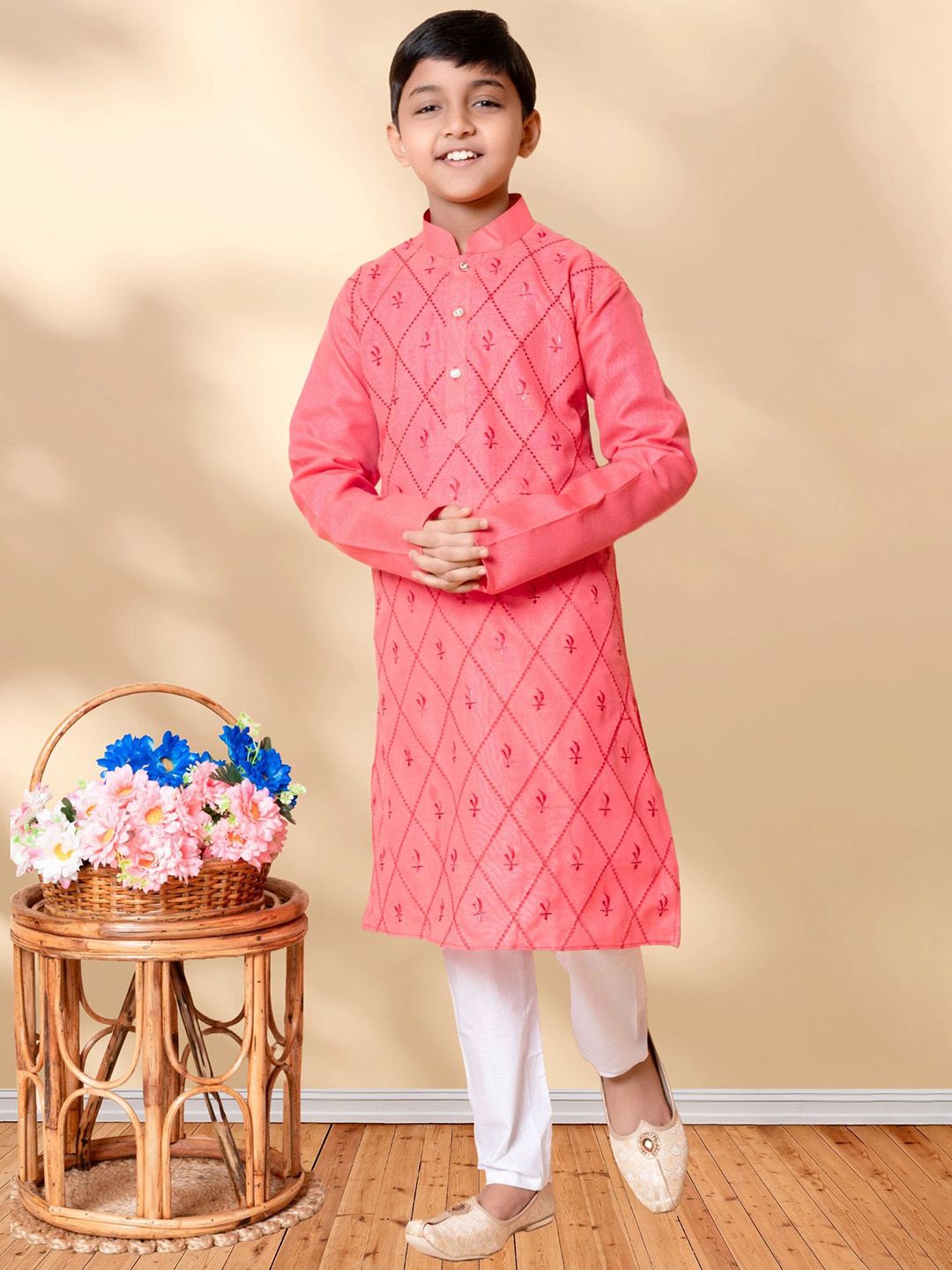 AHLAN APPARELS Boys Embroidered Regular Thread Work Kurta with Pyjamas-picture-33