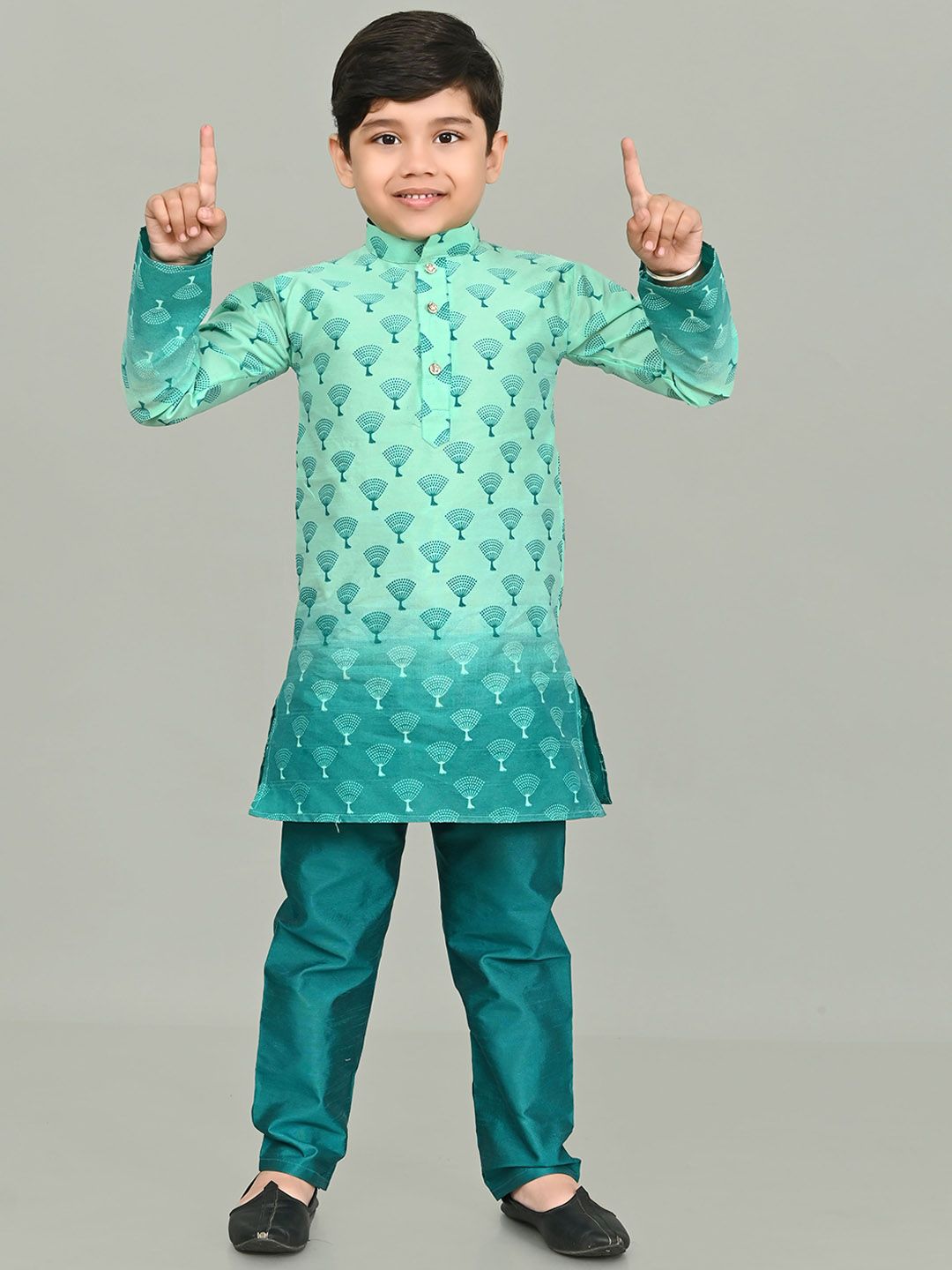 AHLAN APPARELS Boys Paisley Printed Regular Dupion Silk Kurta with Pyjamas & With Dupatta-picture-30