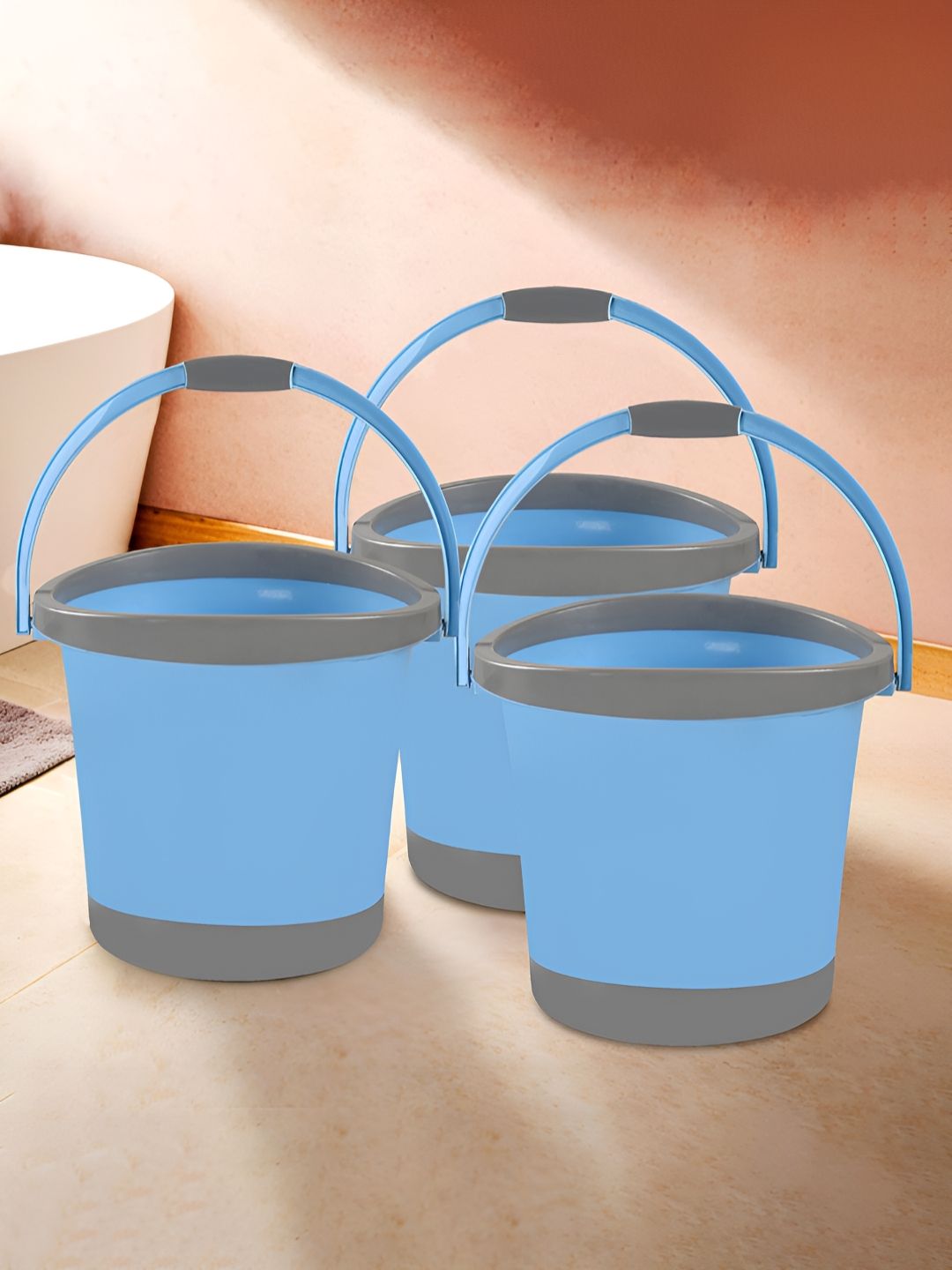 Aura Blue & Grey 3 piece Solid Plastic Bath Accessories Set-image-18