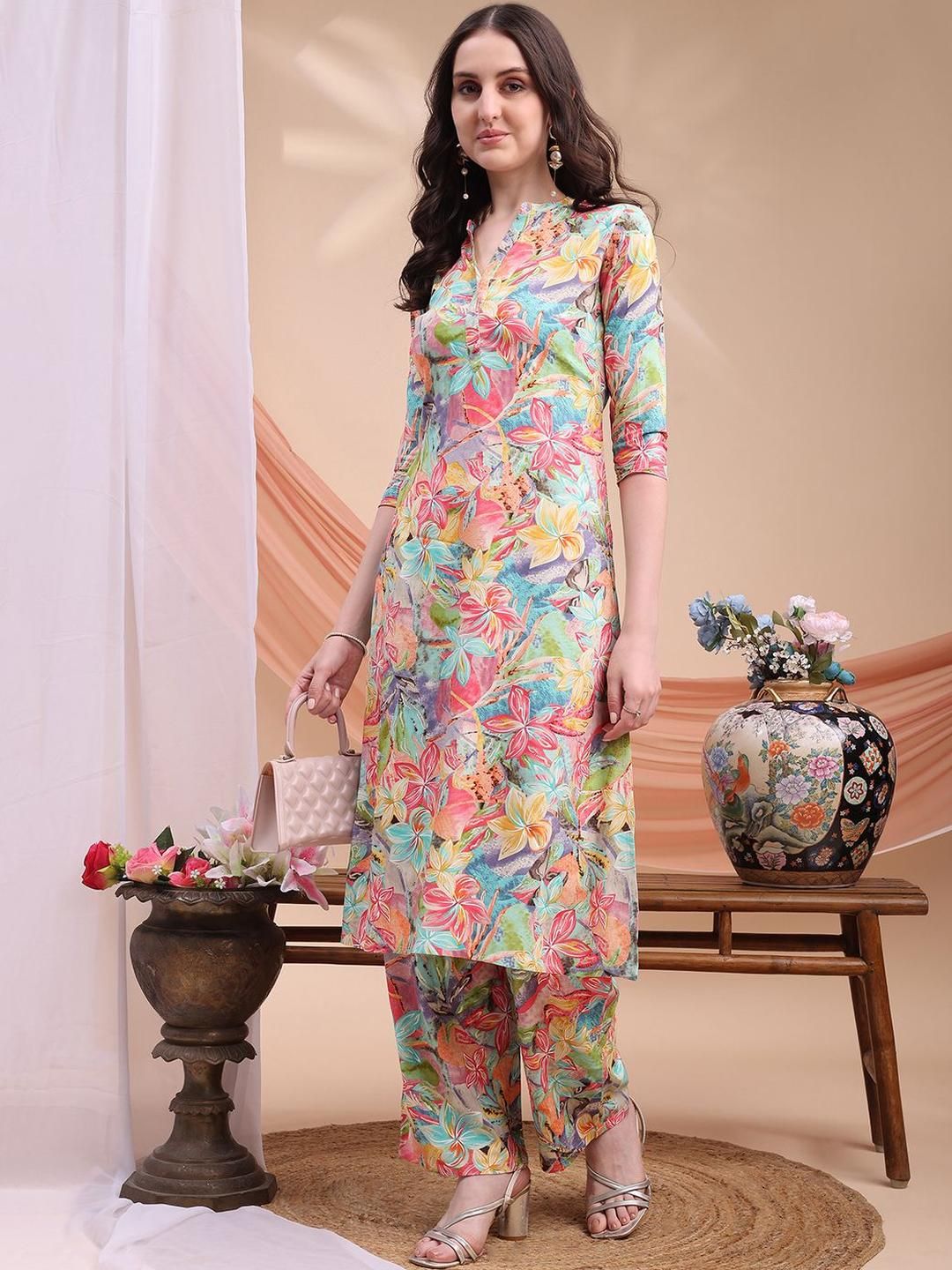 KALINI Women Blue Viscose Rayon Kurta Sets