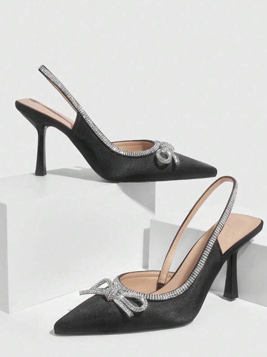 PURPLEHUNT Women Embellished PU Slim Heeled Pumps with Bows-picture-14