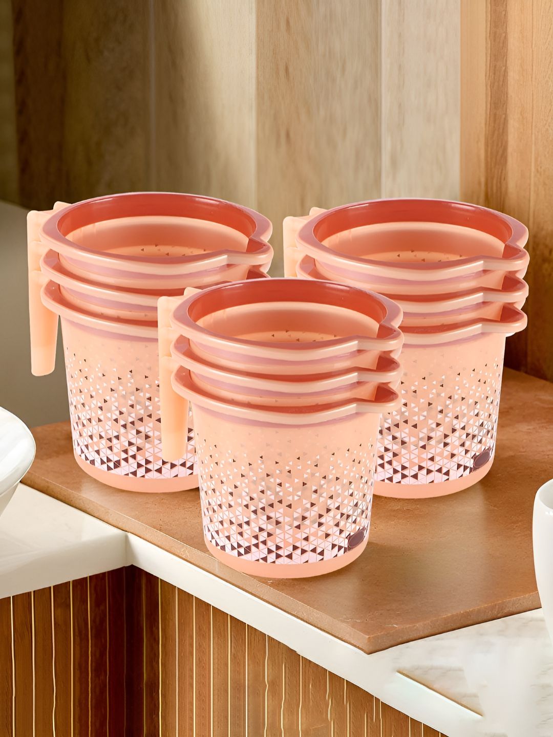 Aura Beige 9 Pieces Multi-Functional Mug Bath Accessories Set-picture-16