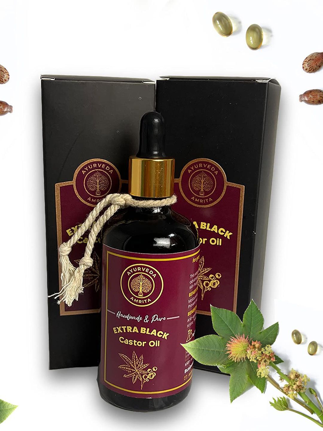 Ayurveda Amrita Black Castor Oil For Hair Eyebrow & Beard - 100 ml-image-24