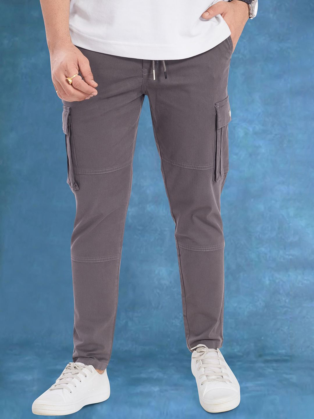 THE BEETEL HOUSE Men Relaxed Straight Leg Easy Wash Cargos Trousers-picture-26