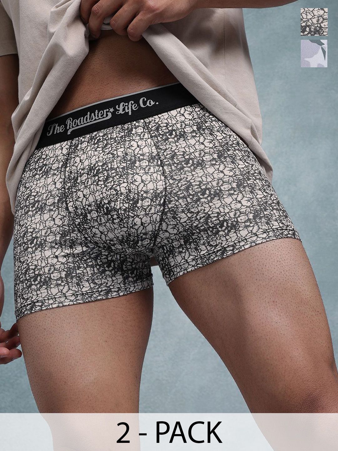 The Roadster Lifestyle Co Pack Of 2 Printed Mid Rise Trunks PACK OF 2-PV-Print-RO6-RO13-S-picture-35