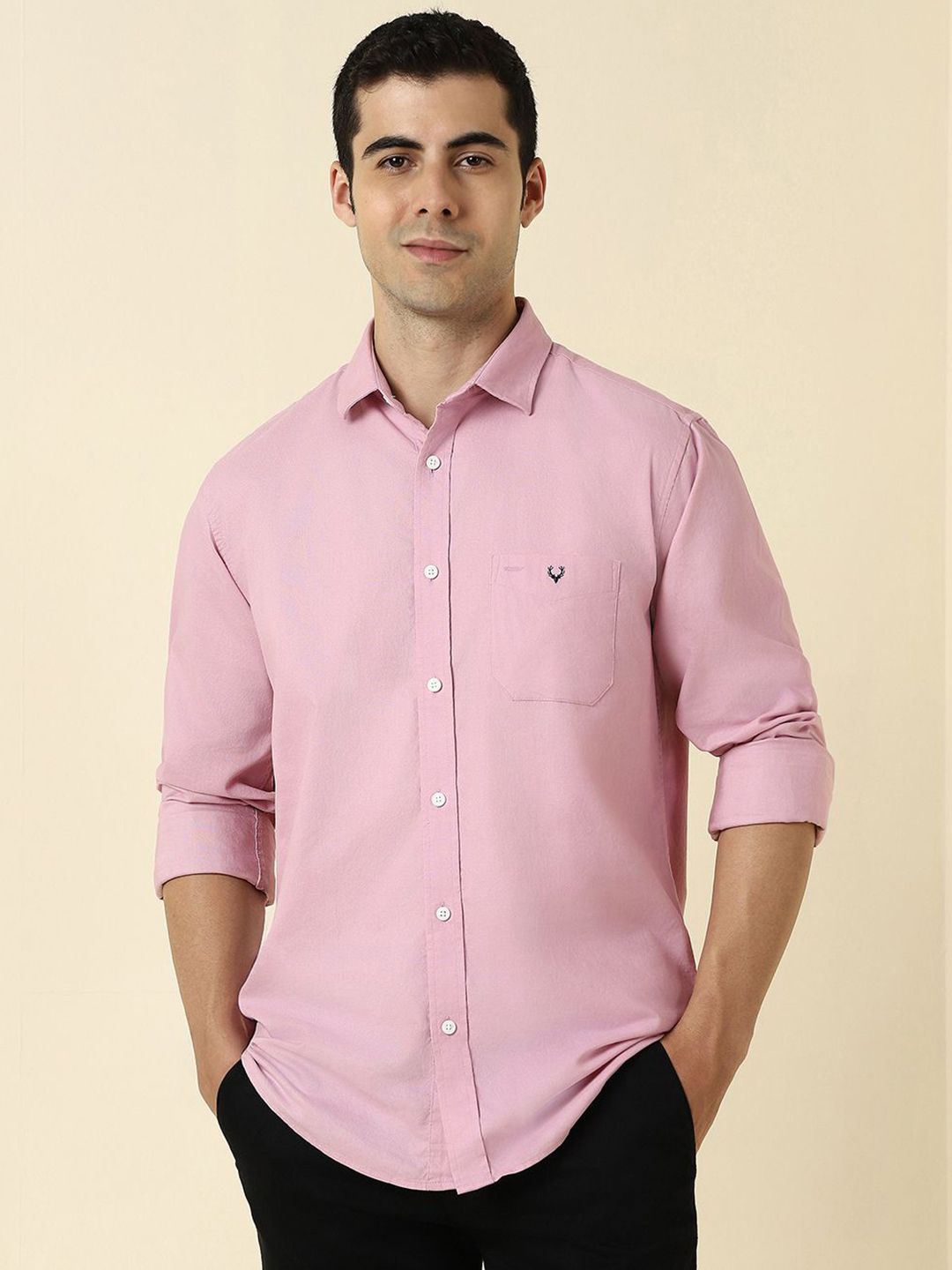 Allen Solly Men Solid Spread Collar Cotton Casual Shirt-picture-13