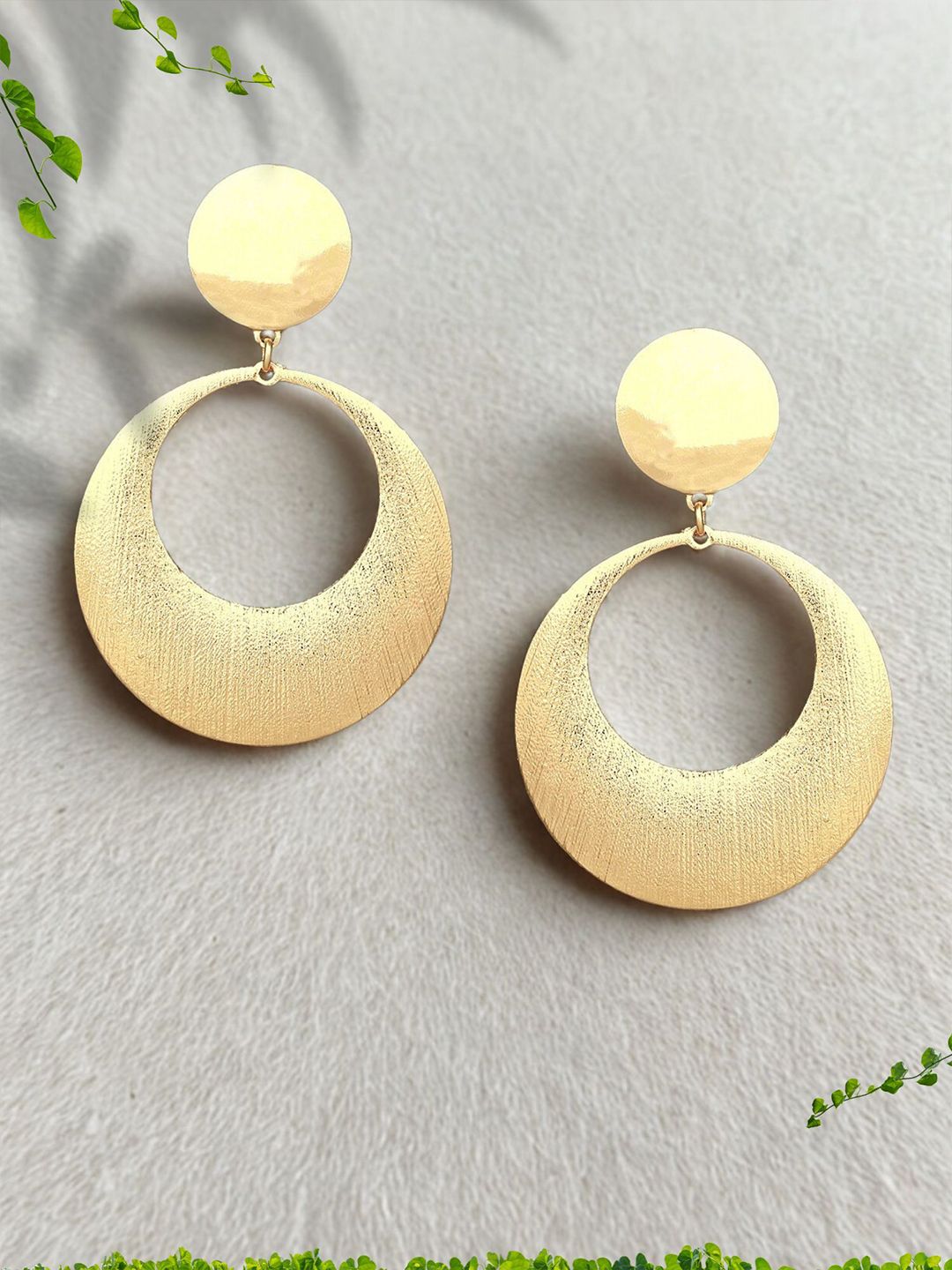 Adwitiya Collection 24KT Gold Plated Circular Shaped Drop Earrings-picture-41