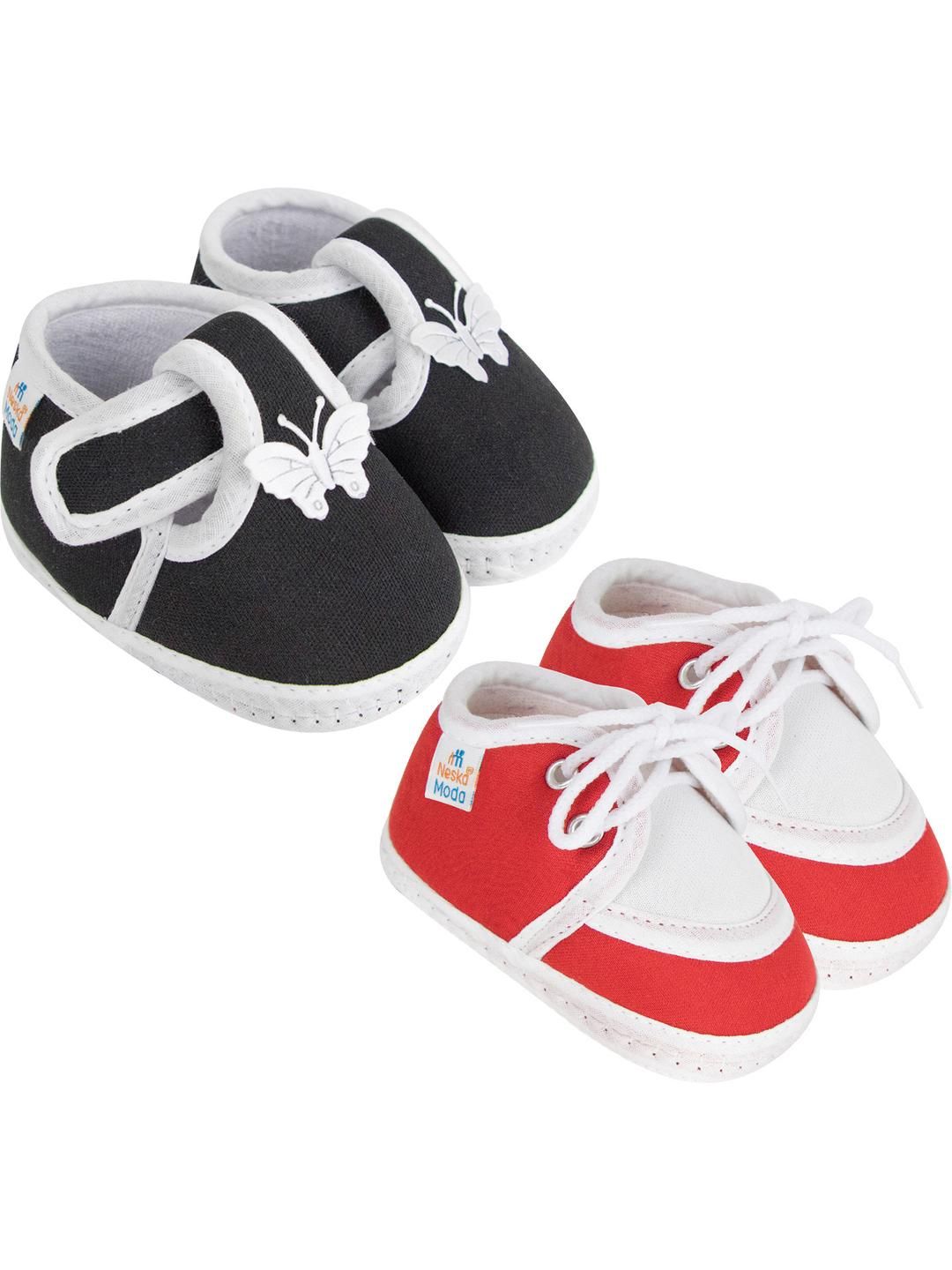 NESKA MODA 12 To 18 Month Non Slip Toddler Baby Unisex Set Of 2 Pair Cotton Butterfly Frill Booties-picture-20