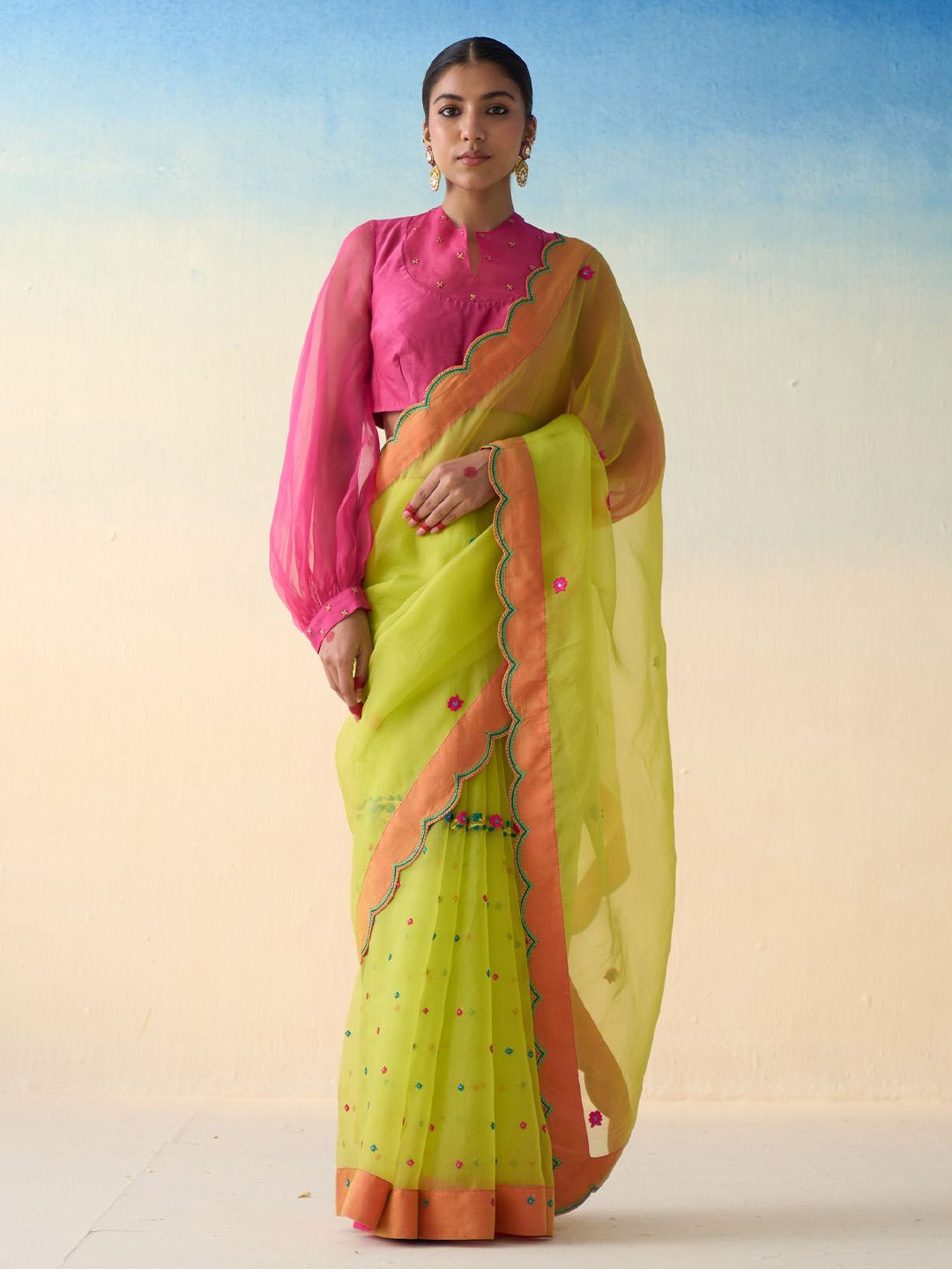 JANKI INDIA Floral Embroidered Saree-picture-29