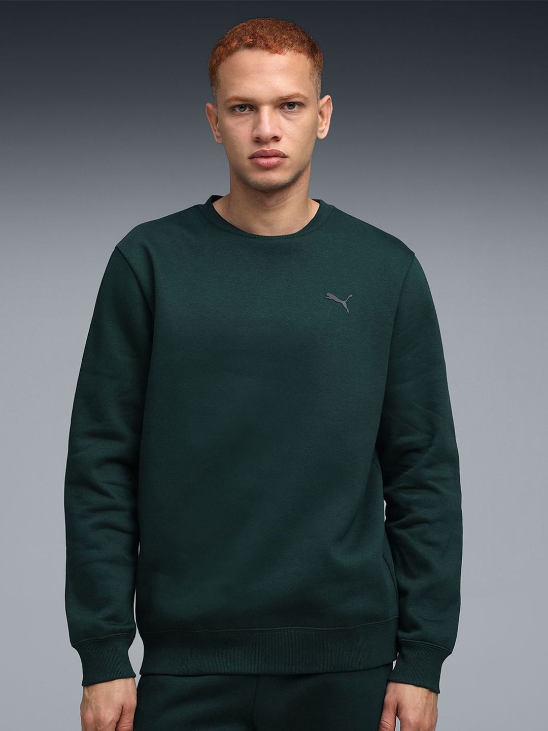 Puma Essential Elevated Logo Men Crew-Neck Sweatshirt-picture-36
