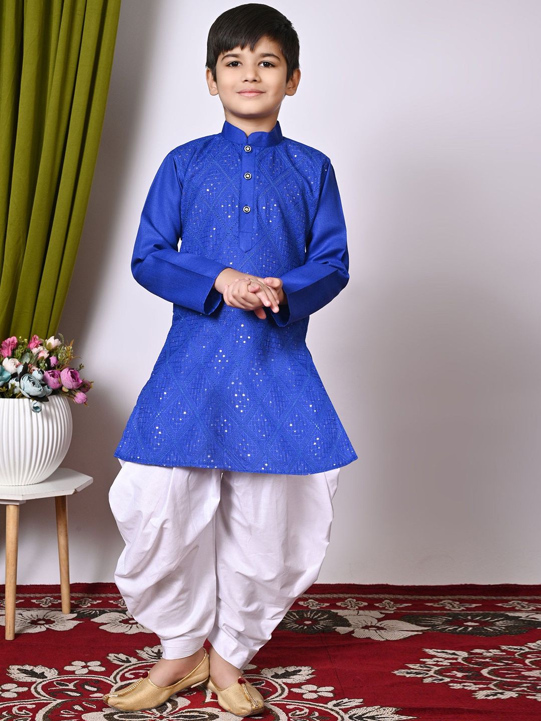 AHLAN APPARELS Boys Geometric Embroidered Sequinned Kurta with Patiala-picture-39