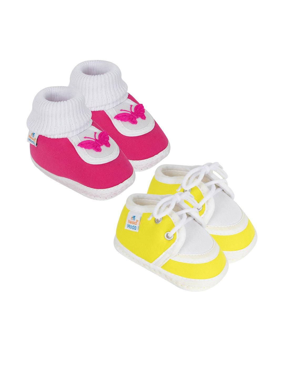 NESKA MODA 12 To 18 Month Non Slip 2 Pair Set Toddler Baby Boy & Girl Soft Cotton Lace Shoe Booties-picture-15