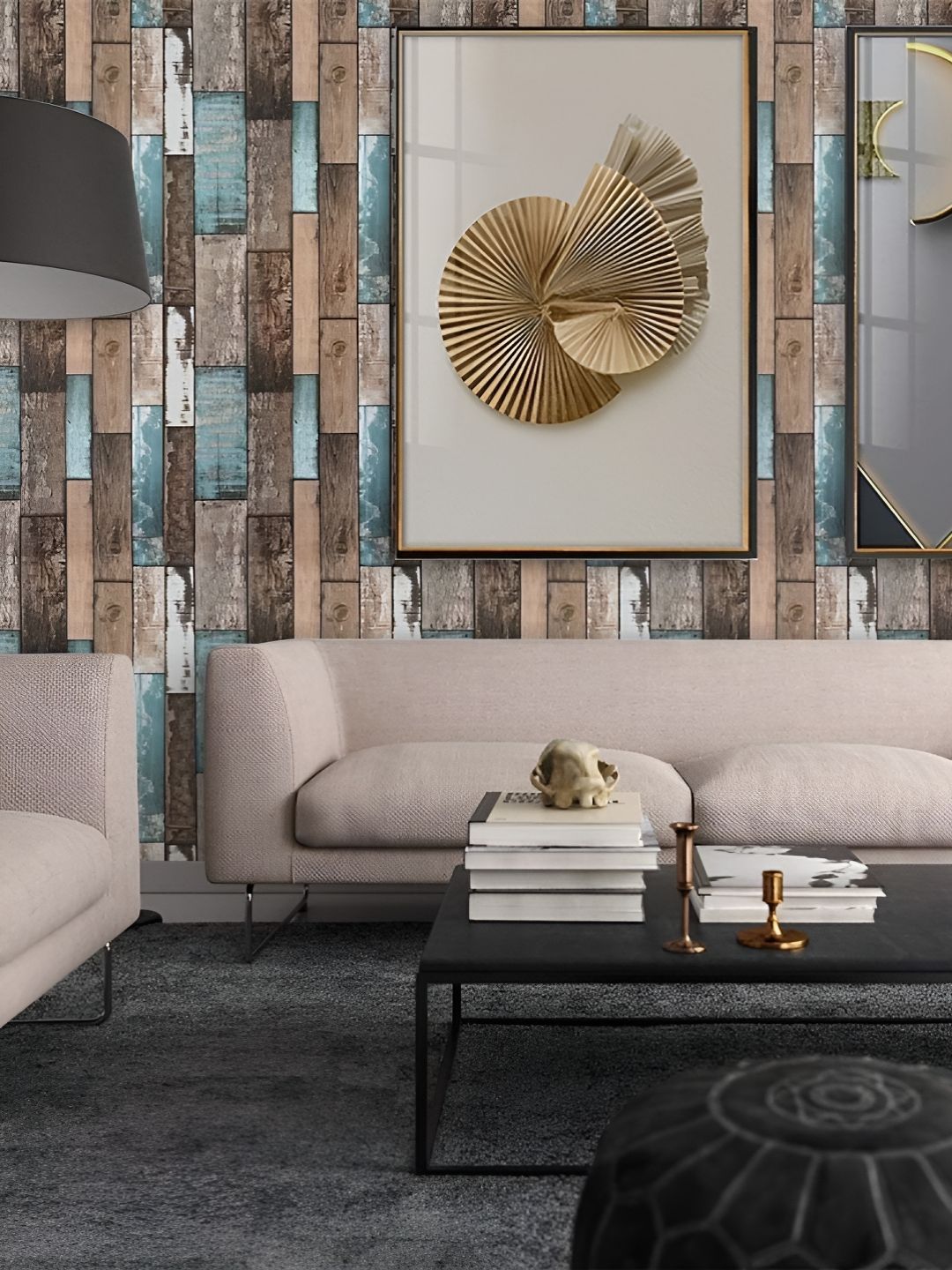 Jaamso Royals Brown & Blue Printed Vintage Design Vinyl Waterproof Wallpaper-picture-19