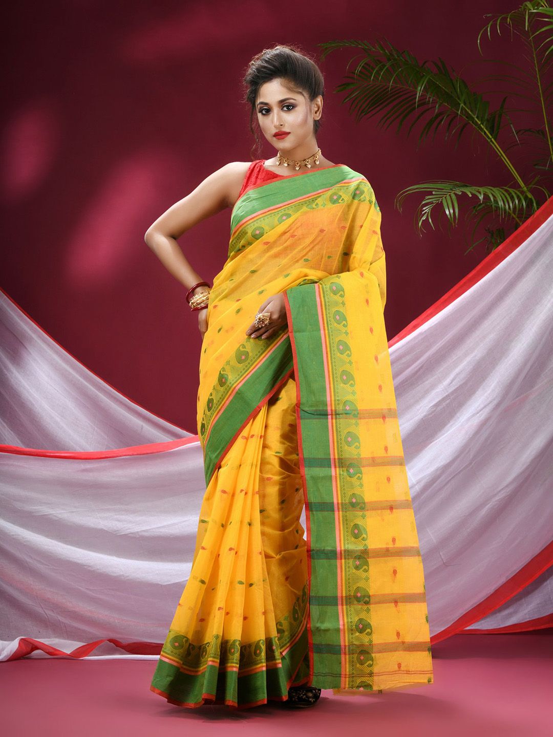 TANTLOOM Woven Design Pure Cotton Taant Saree-picture-38