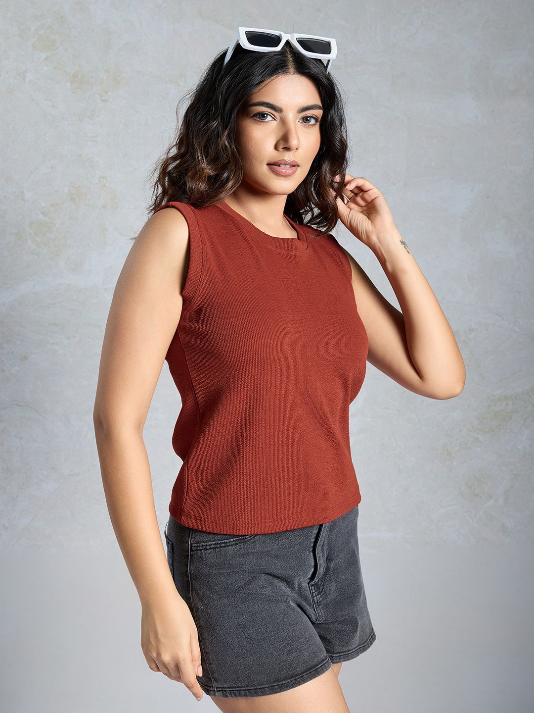 DressBerry Women Solid Ribbed Round Neck Top-picture-26