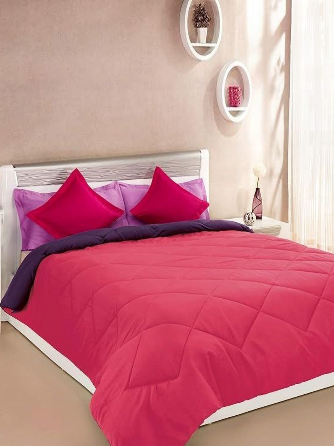 Comfowell Purple & Pink Heavy Winter 210 GSM Double Bed Comforter-picture-15