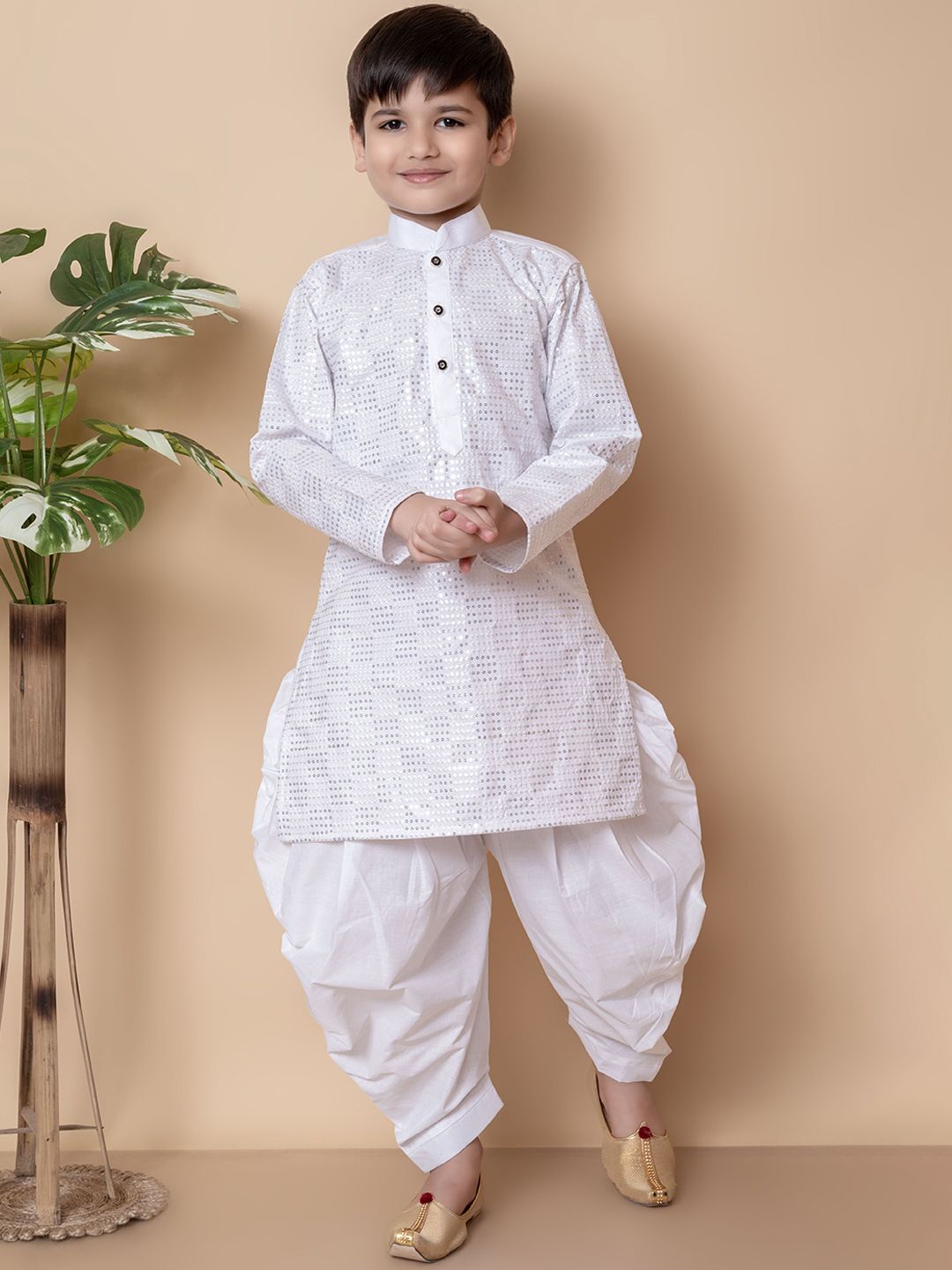 AHLAN APPARELS Boys Ethnic Motifs Embroidered Kurta with Dhoti Pant-picture-42