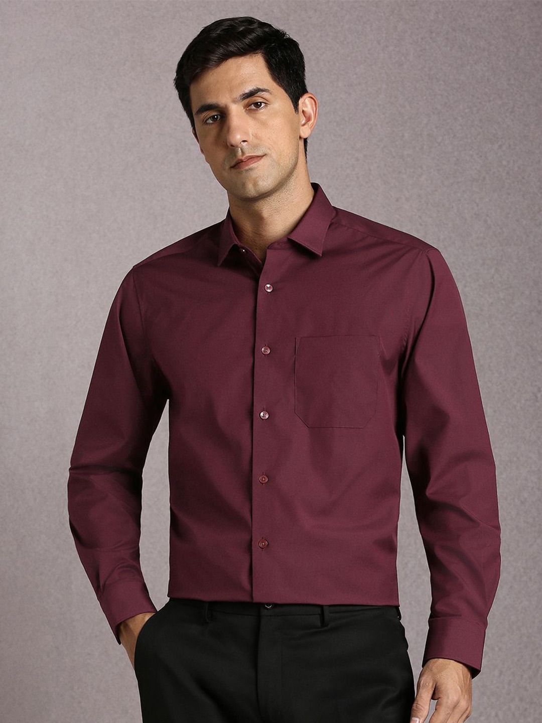 Louis Philippe Checked Spread Collar Cotton Formal Shirt-picture-30