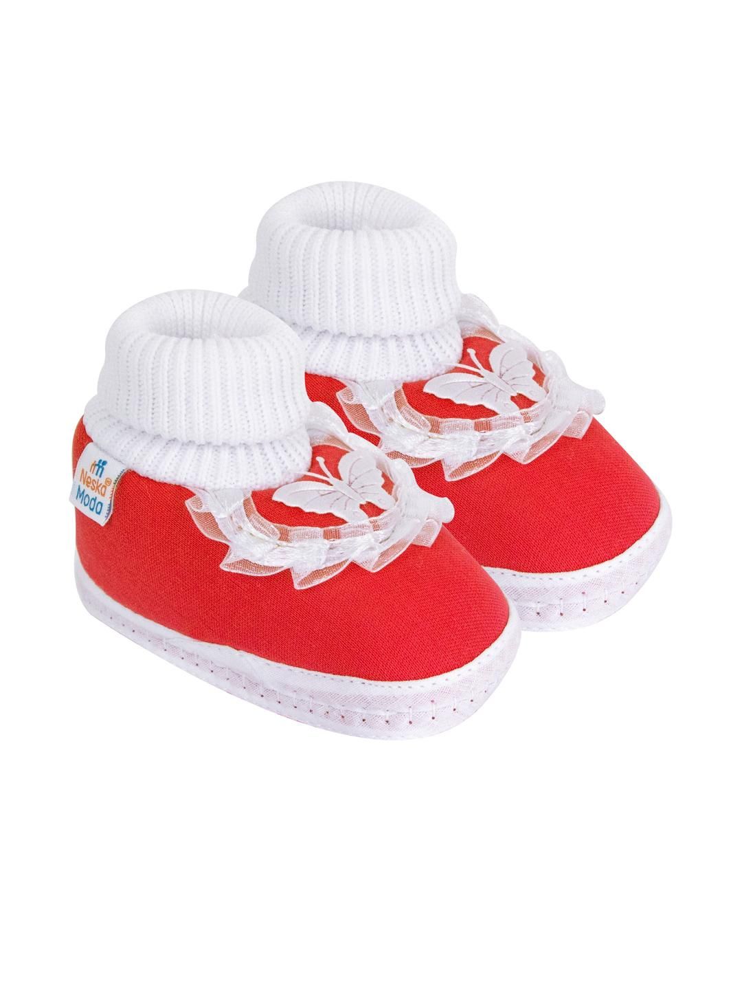 NESKA MODA 3 To 12 Months Baby Boys & Baby Girls Cute Cotton Pre-Walker Butterfly Frill Booties-picture-42