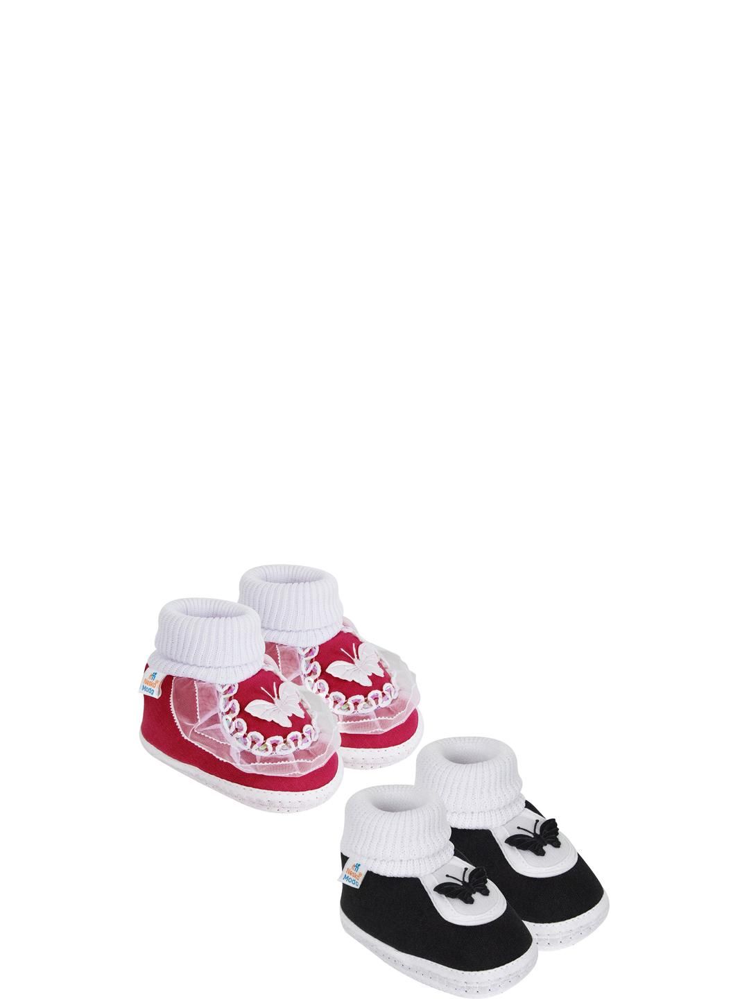NESKA MODA 12 To 18 Month Non Slip Toddler Baby Unisex Set Of 2 Pair Cotton Butterfly Frill Booties-picture-21