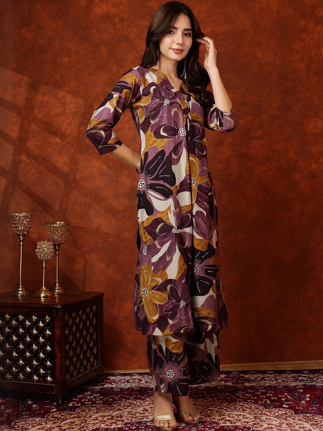 Floral Printed Kurta with Palazzo Pants
