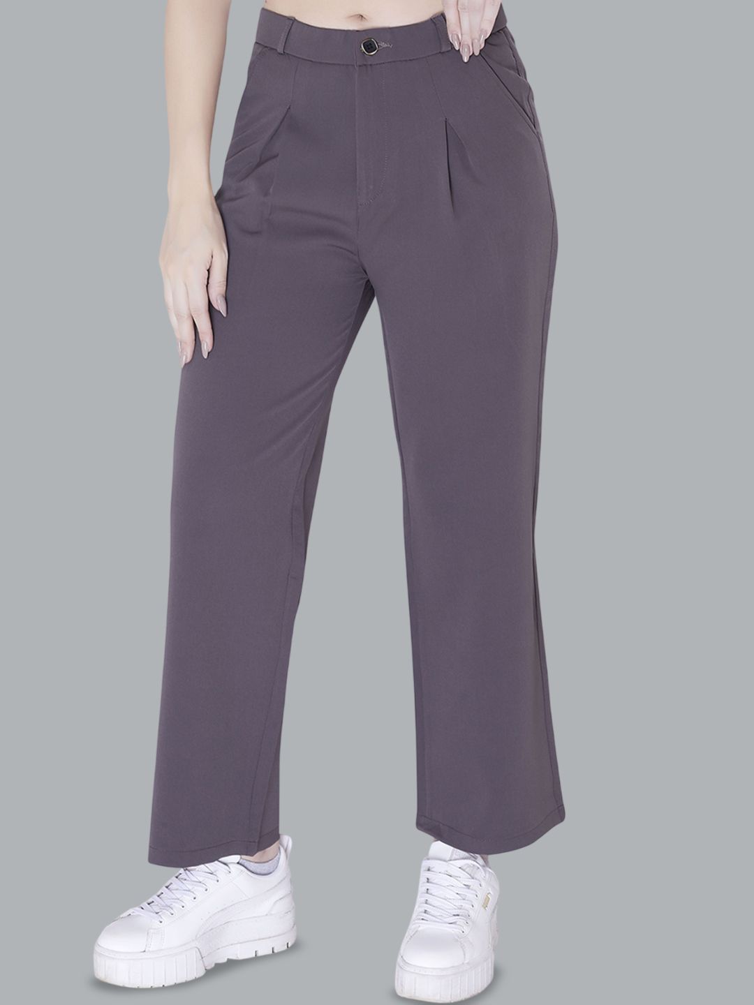 DIVISIVE Women Relaxed Straight Fit Easy Wash Pleated Trousers-picture-21