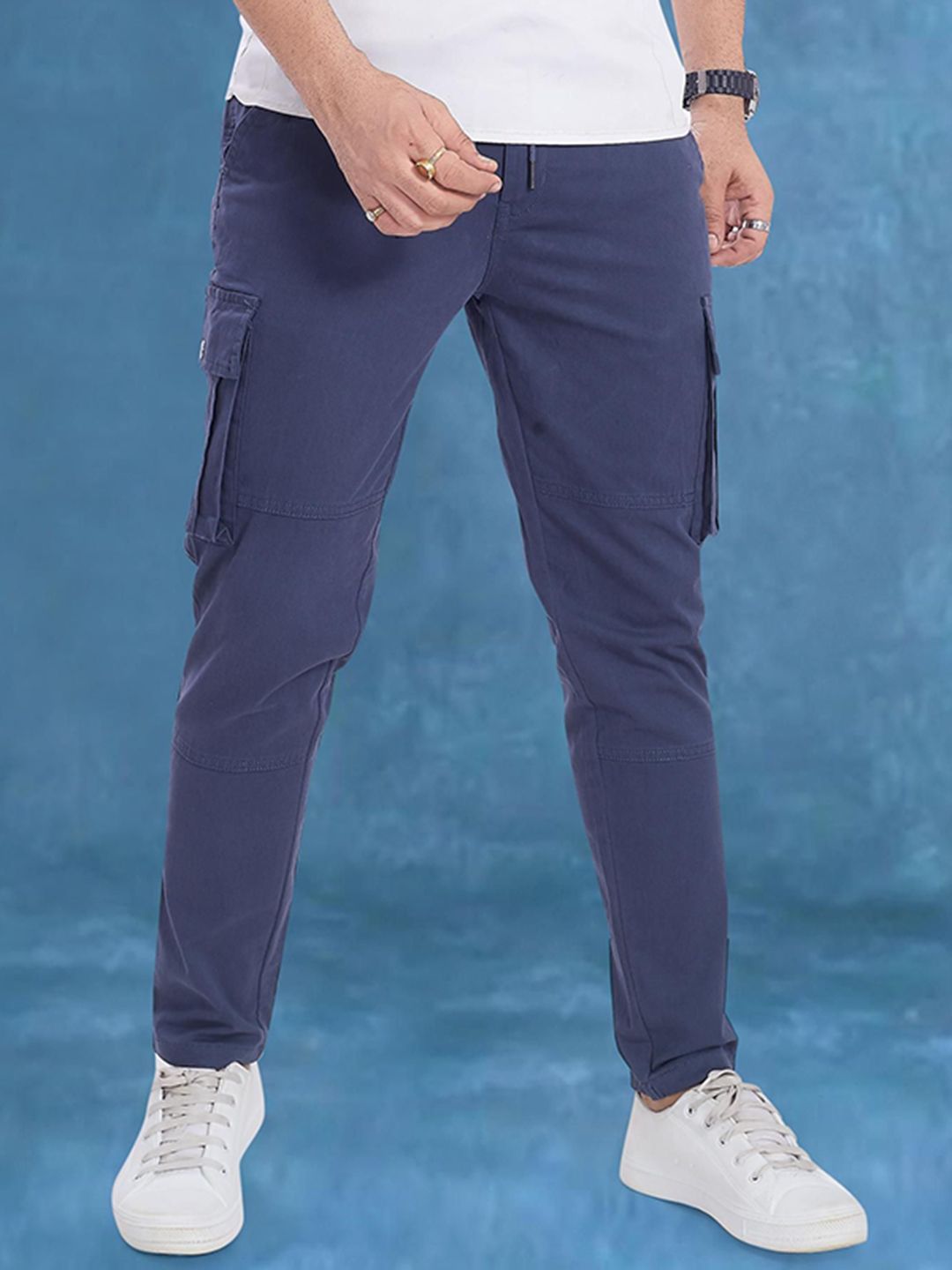 THE BEETEL HOUSE Men Relaxed Straight Leg Cargos Trousers-picture-21