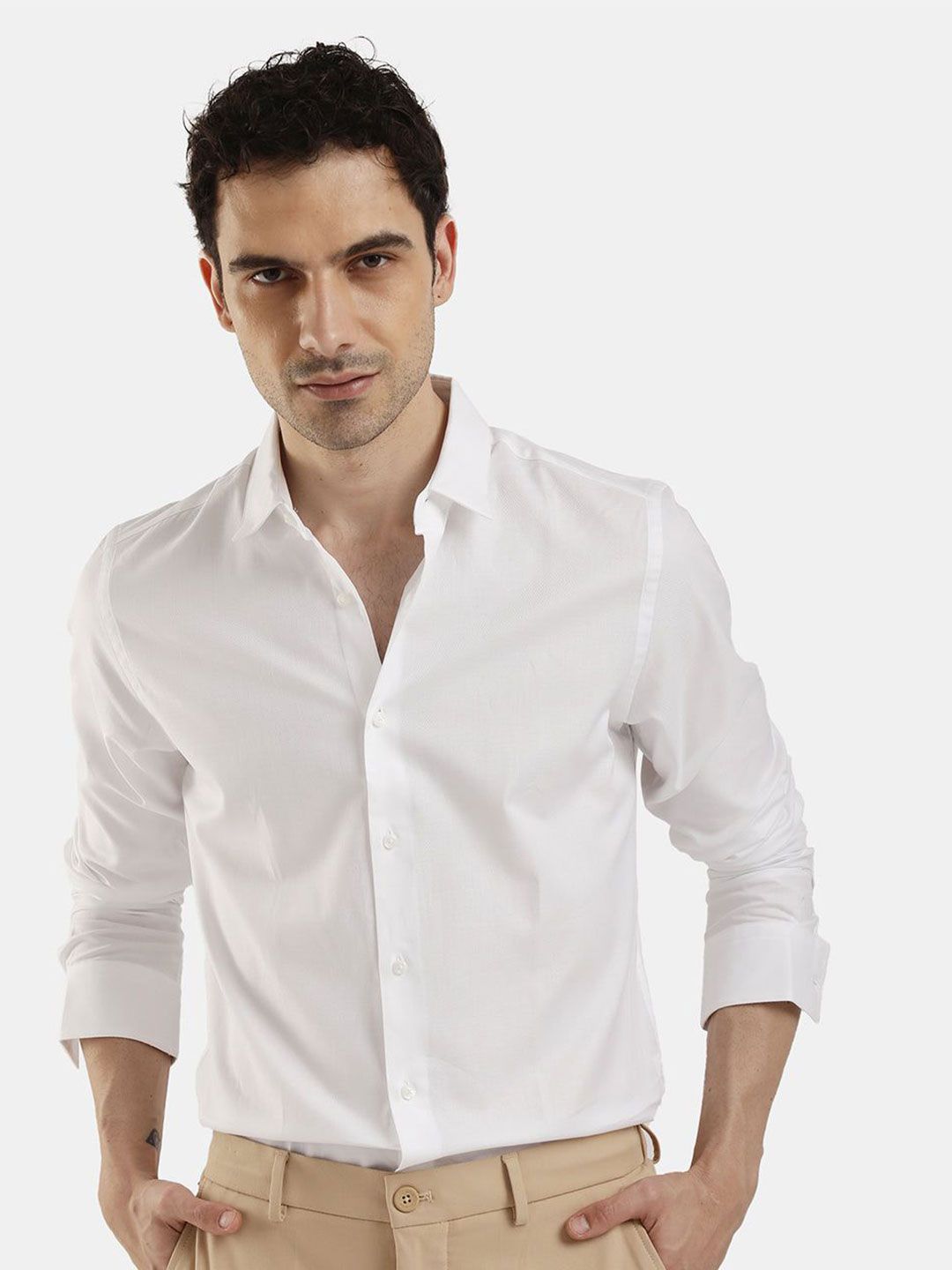 The Collection Spread Collar Classic Slim Fit Cotton Shirt-picture-12