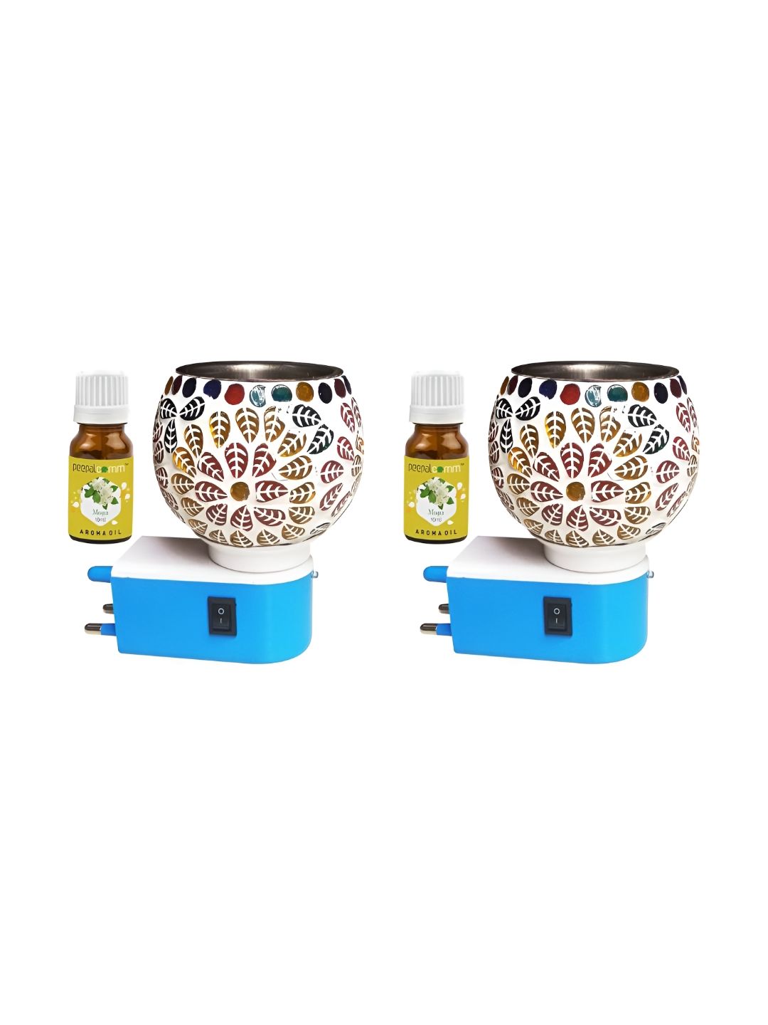 PEEPALCOMM 2-Pcs White & Brown Leaf Pattern Electric Kapoordani With Mogra Oil-10ml-Each-image-4