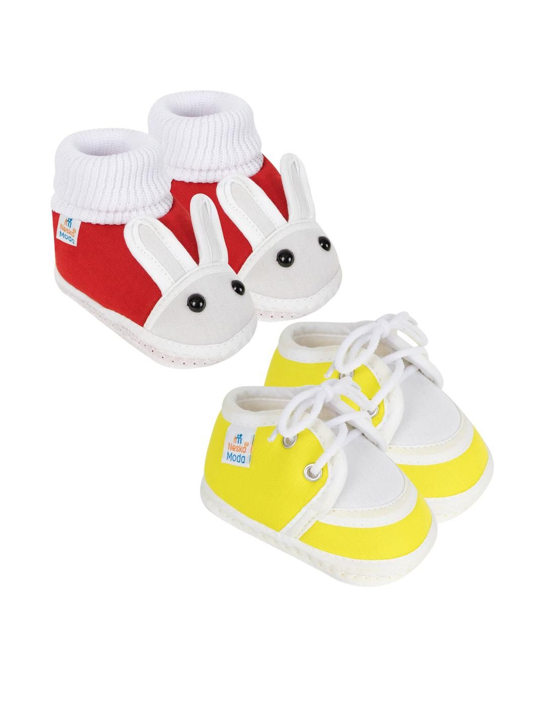 NESKA MODA 12 To 18 Month Non Slip Baby Boys & Baby Girl 2 Pair Combo Cotton Rabbit & Lace Booties-picture-13