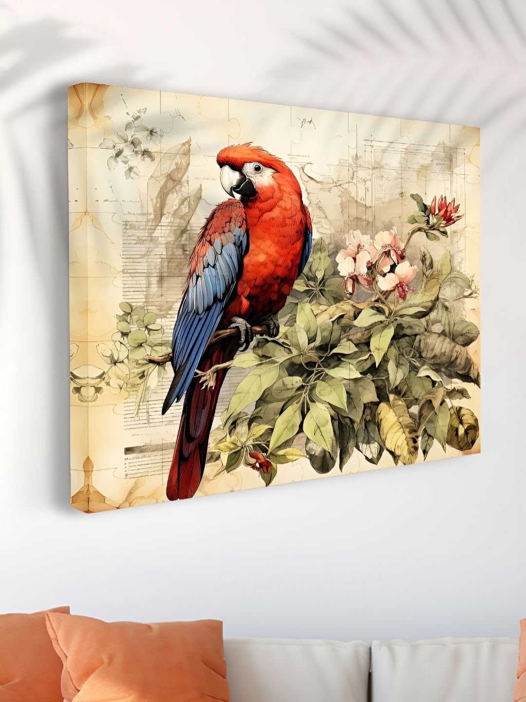 Myntra Elegant Homes Red & Green 1 Piece Canvas Birds and Animals Wall Paintings-picture-40
