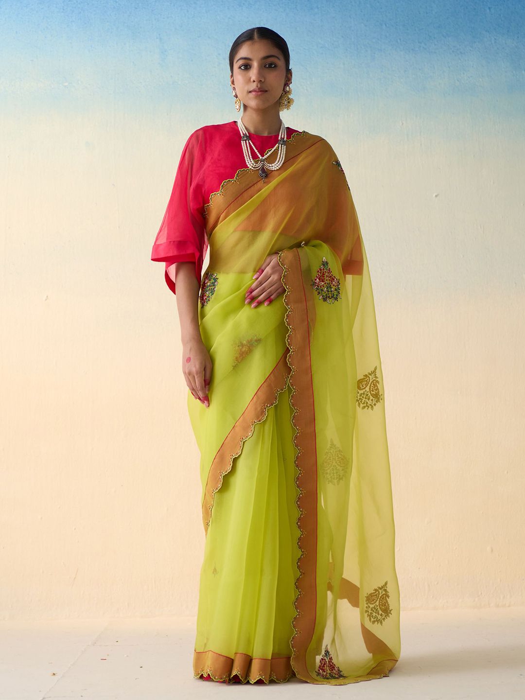 JANKI INDIA Floral Embroidered Saree-picture-21