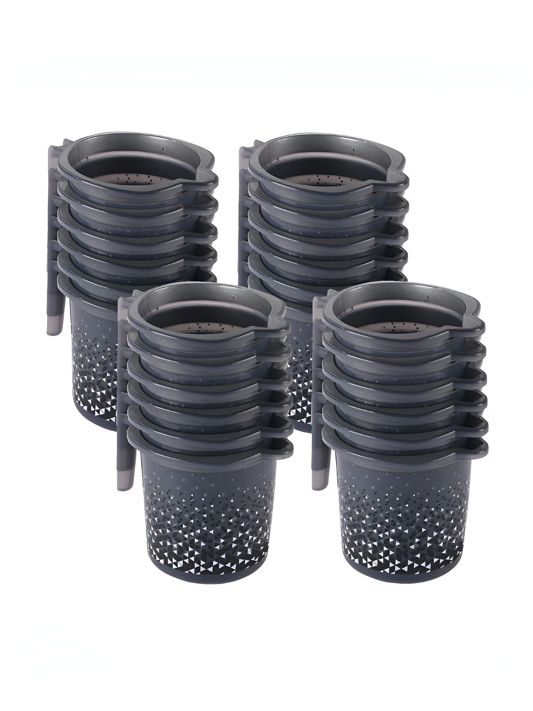 Aura Black 10 piece Geometric Plastic Bath Accessories Set-picture-31