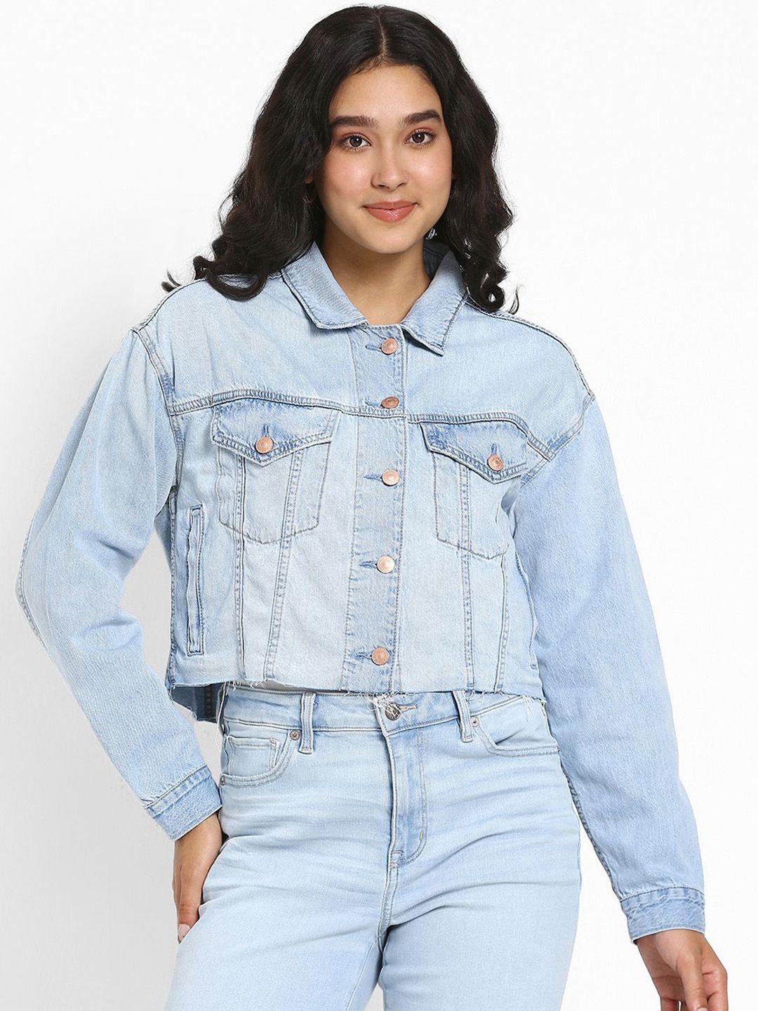 AMERICAN EAGLE OUTFITTERS Women Washed Crop Denim Jacket-picture-25