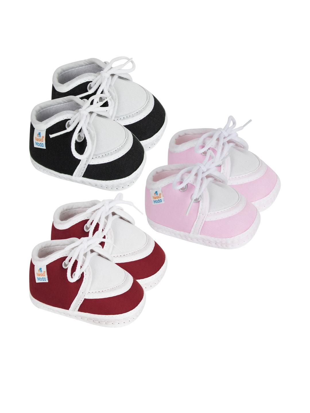 NESKA MODA 12 To 18 Months Non Slip Pack of 3 Pair Cotton Lace Baby Booties-picture-49